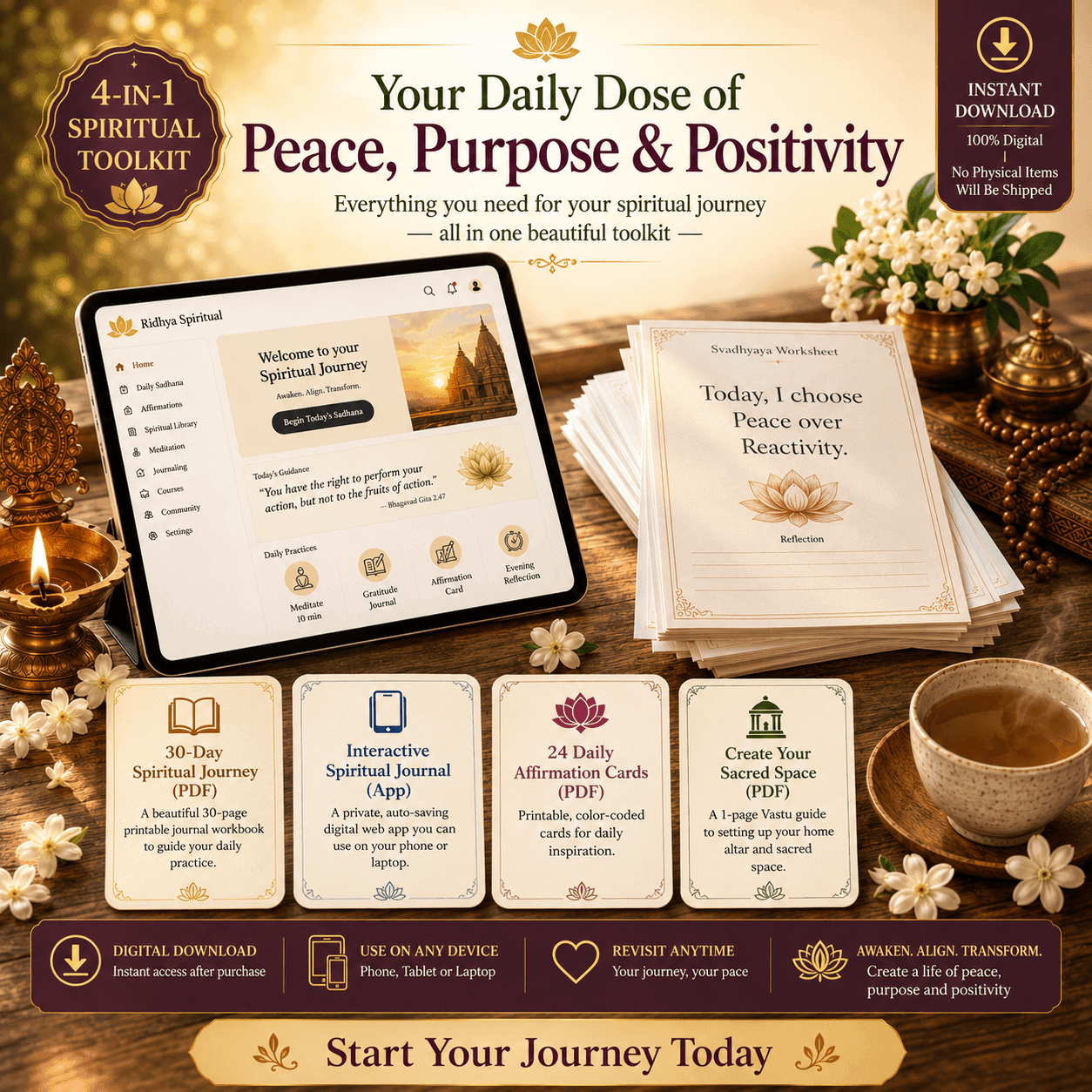 The Ultimate 30-Day Spiritual Sadhana Toolkit (Digital Bundle)